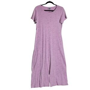 CMI Vintage Pink Floral 100% Cotton Midi Dress Short Sleeve Made in USA Size M